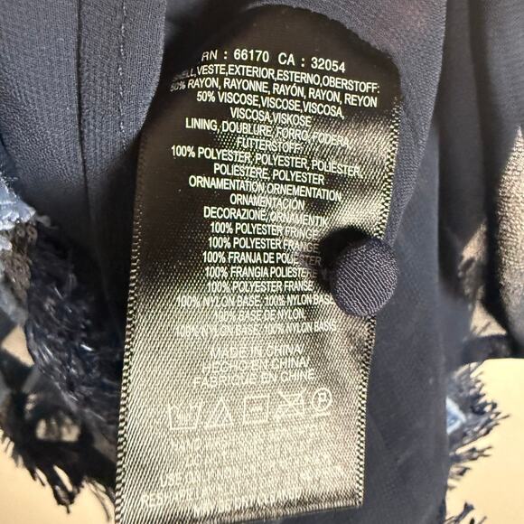 Maeve Anthropologie Navy Fringed Hem Sleeveless Swing Mini Dress Size 2 - Picture 13 of 13